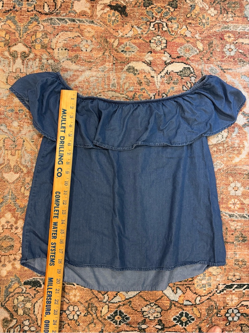 Altar'd State Off-Shoulder Ruffle Denim Top-M - Picture 7 of 7